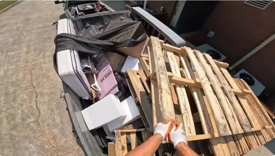 Junk loaded in truck for donation and recycling sorting in Redding, CA