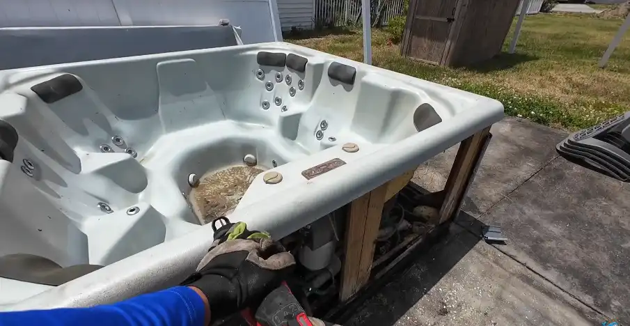 Hot tub removal Redding CA — hauling away the dismantled shell